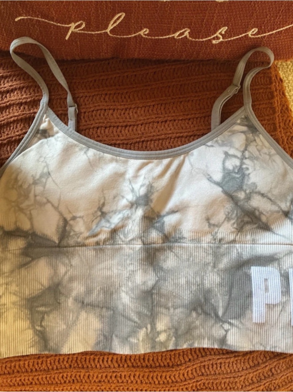 Active USA Gray Tie-Dye Seamless Camisole